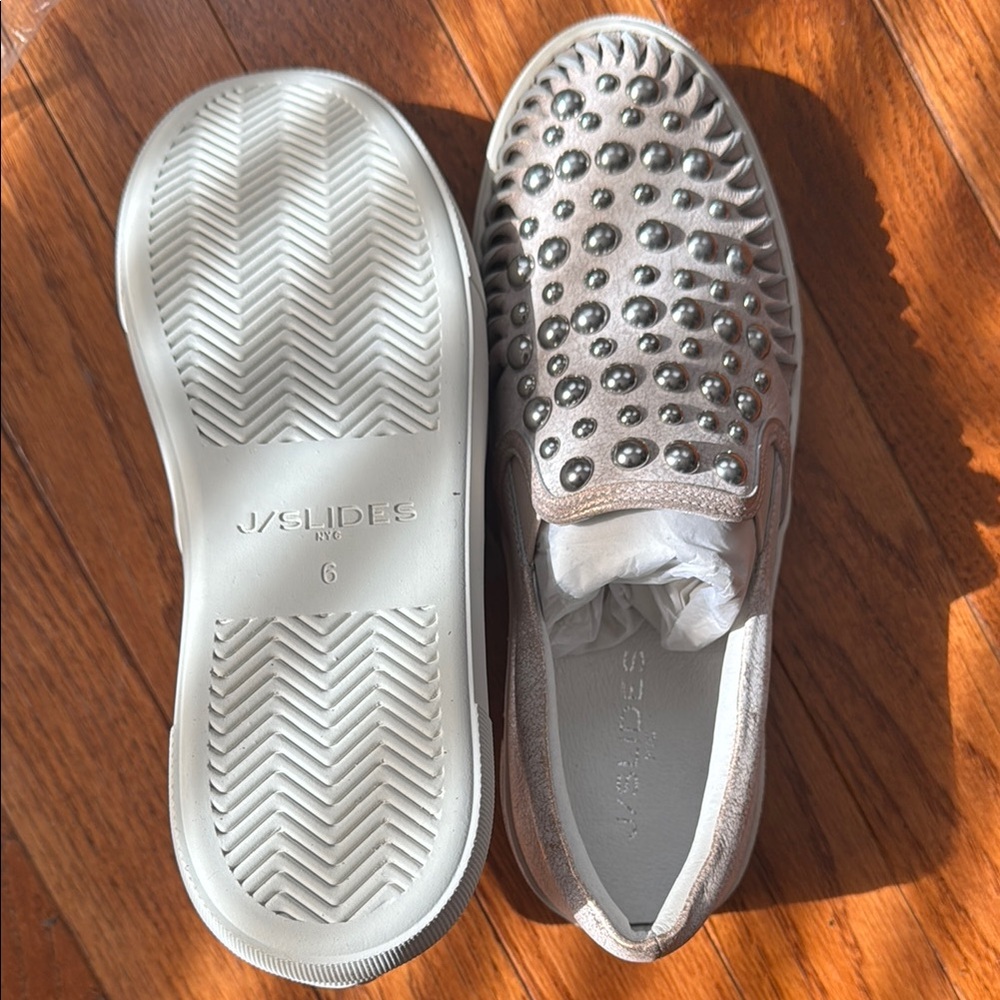 J/SLIDES Cream Studded Slip-On Sneakers